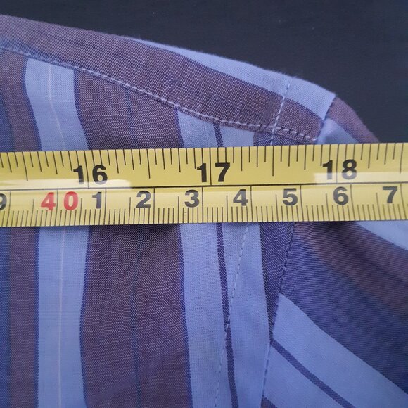 Claiborne by John Bartlett SZ M Blue Stiped Long Sleeve Men's Cotton Shirt - Picture 12 of 14